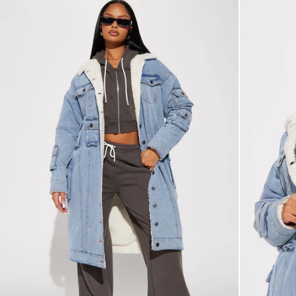 Light Wash Faux Fur Lined Denim Jacket